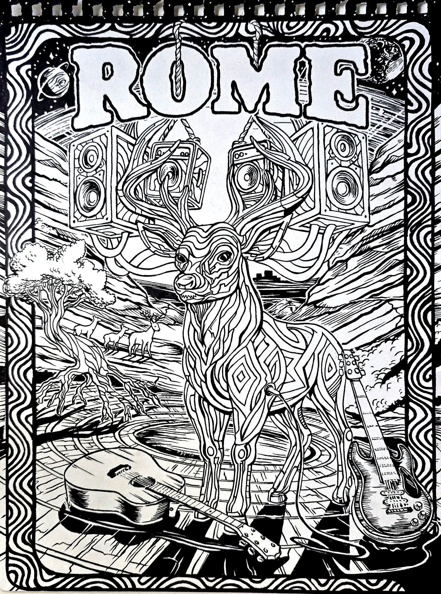 Rome Ramirez 2025 Stag at Red Rocks Blackline Art