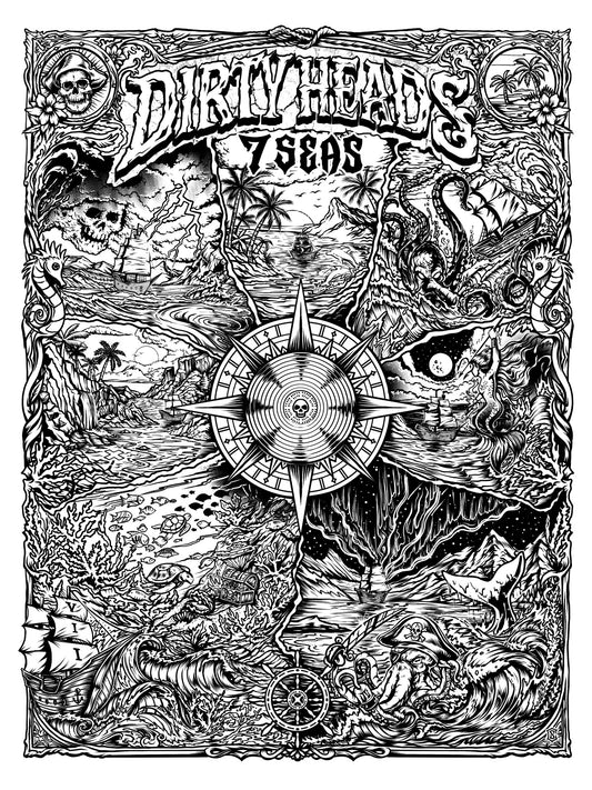 Dirty Heads - 7 Seas Treasure Map 2026 - Blackline