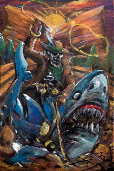 Shark Wrangler Canvas Painting