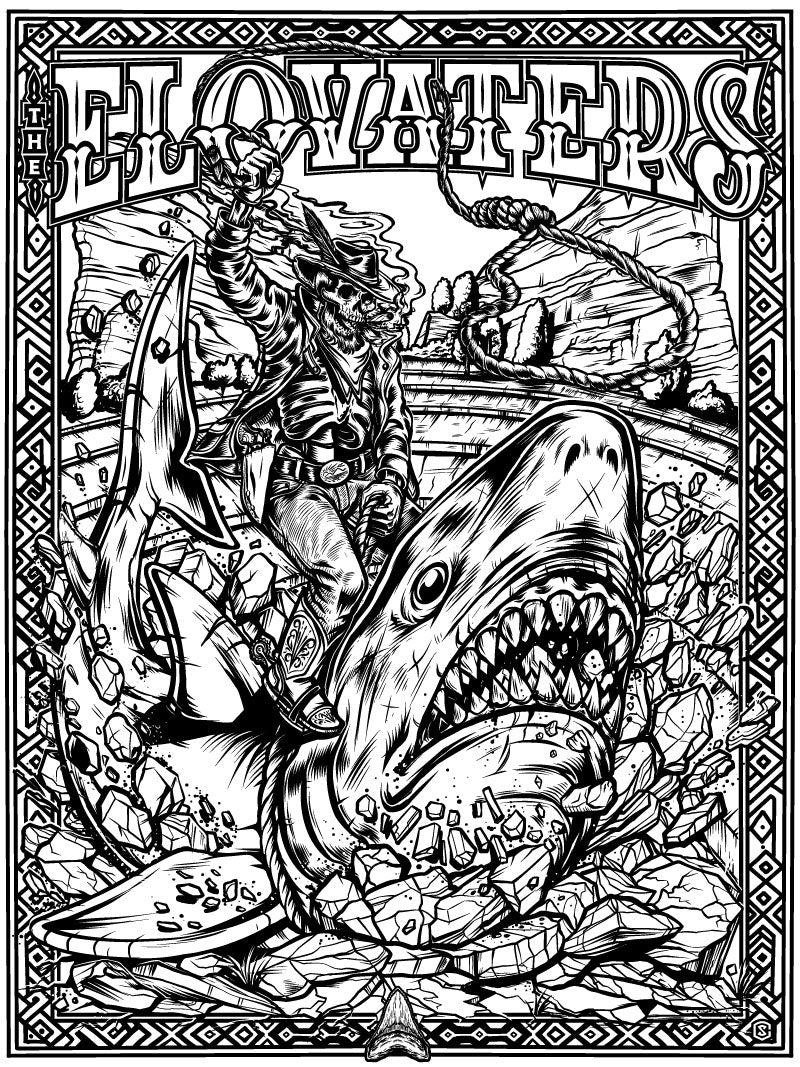 The Elovaters - Red Rocks, CO 2026 - Blackline Art